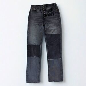 BDG Urban Outfitters Patchwork Jeans Womens 25 Gray Wash Slim‎ Straight Mid Rise